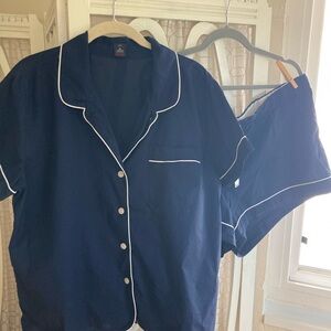 J. Crew Dark Blue Women's Pajama Set with White Trim